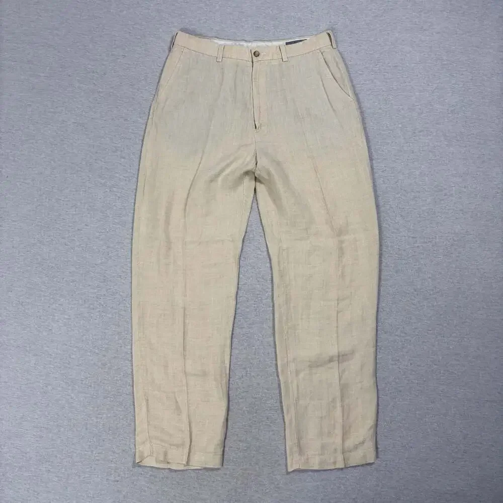 Daniel Cremieux Signature Collection 100% Linen Tan Pants 34X32
